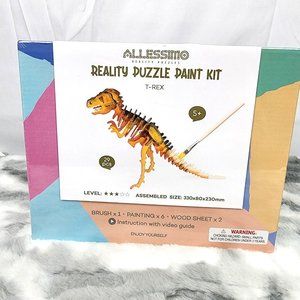 Allessimo Reality Puzzles T-Rex Puzzle Paint Kit - Ages 5 & Up - New & Sealed